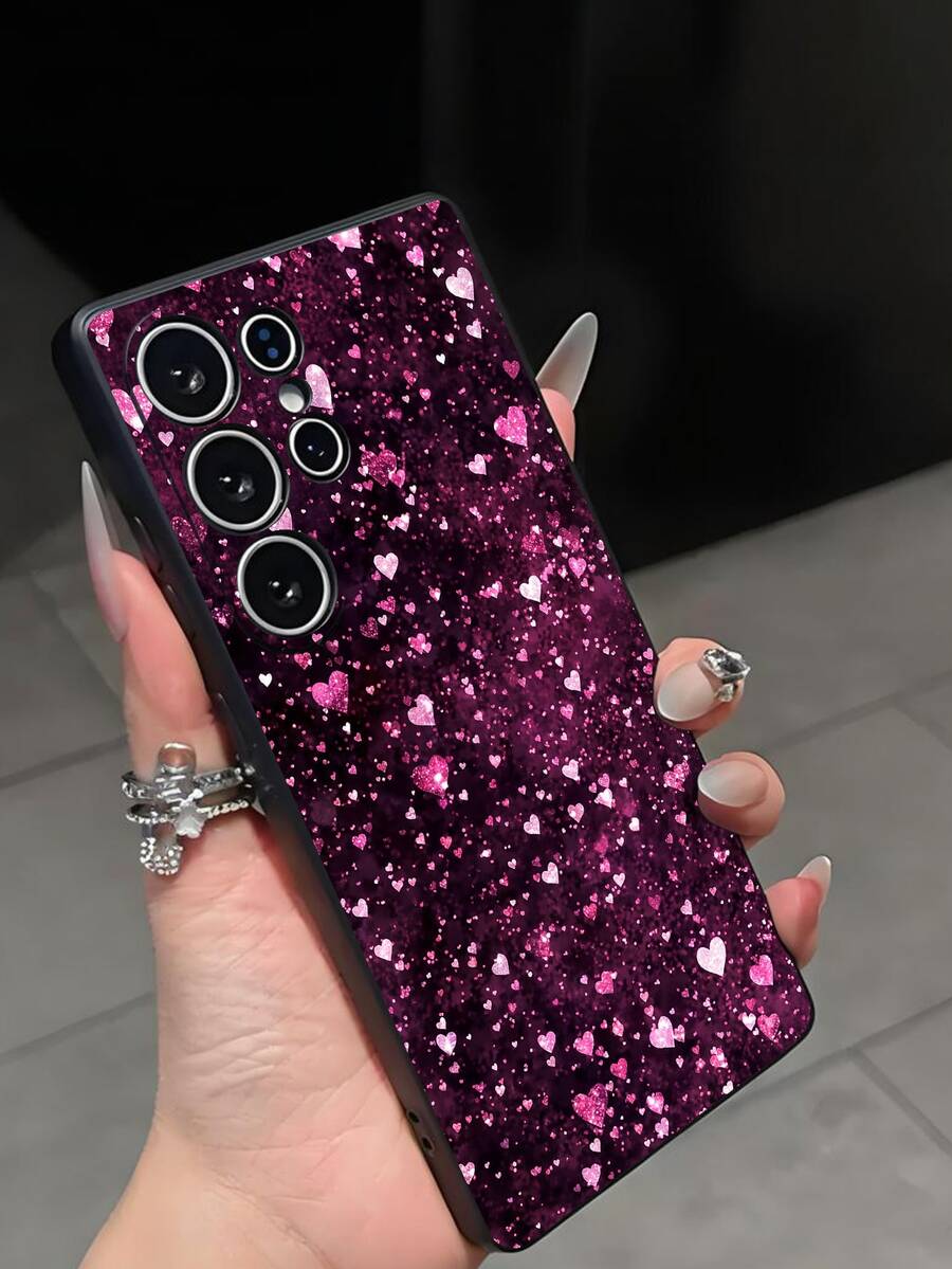 1个奢华璀璨心形防摔防滑黑色手机壳，兼容三星Galaxy A04e/A05s/A13/A14/A15/A34/A35/A50/A52/A53/A54/S21/S22/S23/S24/S25/S25Ultra - 黑色 - 查看 1