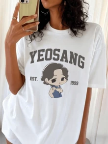Yeosang ATEEZS 1999 Chibi Graphic T-Shirt, Casual Style For K-Pop Fans - White - View 1