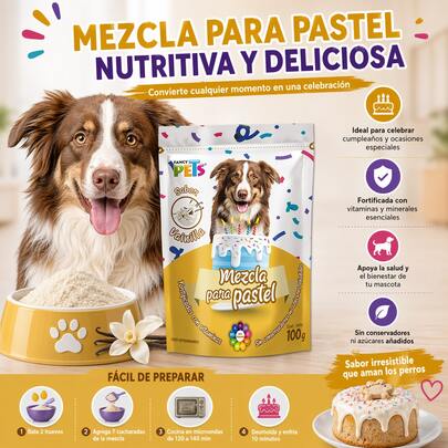 FANCY PETS Mezcla Para Pastel Para Perros Premios Cumpleaños Vainilla