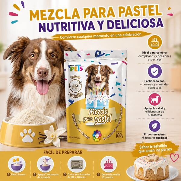 FANCY PETS Mezcla Para Pastel Para Perros Premios Cumpleaños Vainilla