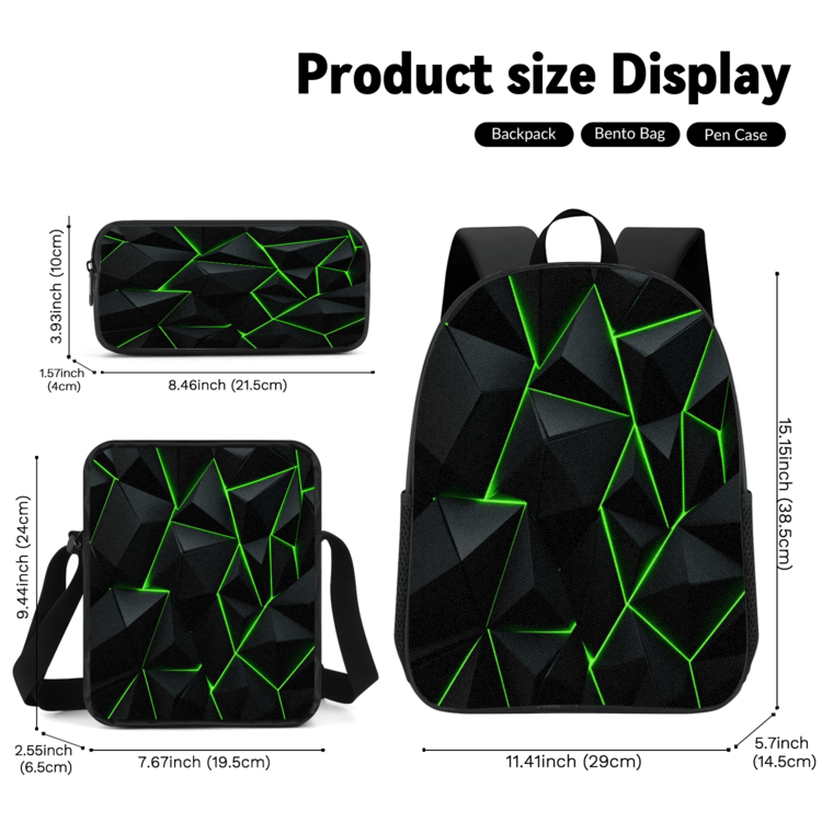 3pcs/Set Student Backpack, Messenger Bag, Pencil Case, Boys' Large Capacity Compartment Backpack, Back To School Supplies Storage, Travel Storage Bag, Suitable For School, Class, Outdoor Sports - A - View 6