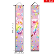 2件組 6-7歲生日對聯，生日派對用品，聚酯纖維布料耐用可水洗，適用於生日派對、主題聚會、週年慶，室內/室外、門口、庭院、走廊、陽台裝飾 - A - 查看 3