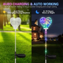 1pc Solar Outdoor Heart-Shaped Lawn Light, Colorful LED Landscape Pathway Light, IP44 Rated For Courtyards, Garden Decor, Rooftop Balconies, Wedding, Valentine's Day, Thanksgiving Decorations, Christmas Decorations, Halloween Decorations - Color Light - View 4