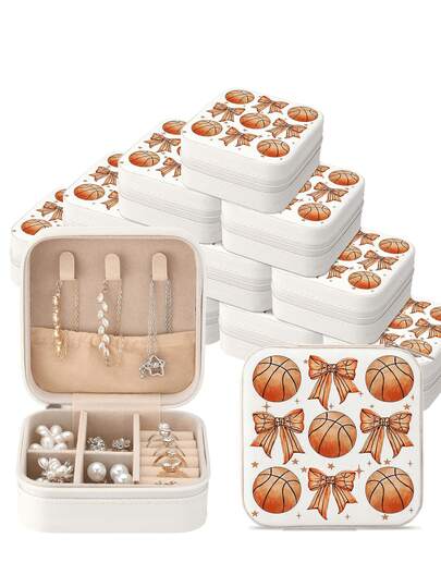 Basketball Team Gifts From Coaches Basketball Senior Night Gifts Jewelry Box Sports Jewelry Holder Case Travel Stuff Sports Bow Party Favors Storage Case For Women Team Club Birthday Basketball Gifts For Girls