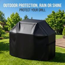 Cubierta universal para parrilla de varios tamaños | Cubierta para parrilla de una sola pieza resistente de 30 pulgadas con cordón, de poliéster Oxford 210D, se ajusta a todas las marcas de parrillas, adecuada para la mayoría de las marcas, Brinkmann, Char Broil, Holland, etc. - VelcroA Negro - Ver 4