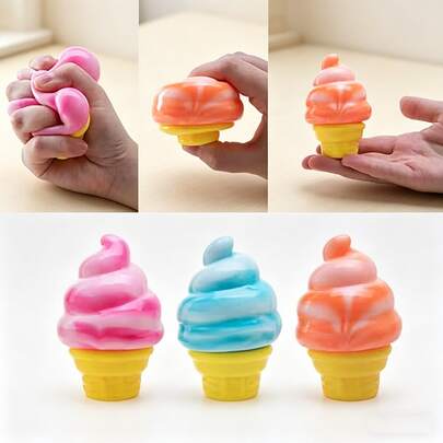 Schylling Ice Cream Shaped Stress Relief Toy, Colorful Swirl Squishy Squeeze Toy For Anxiety & Daily Calm