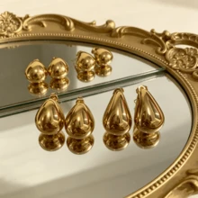 Bông tai dáng giọt nước tối giản bằng thép không gỉ 304, kiểu dáng cổ điển thanh lịch. - Vàng - Xem 1