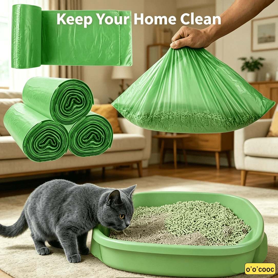60pcs Cat Litter Bags, Cat Litter Box Liners, Thick Pet Waste Collection Trash Bags, Large Cat Litter Bags, Odor Eliminating, Leak-Proof, Thick, Suitable For Cat Litter Box, Self-Cleaning, Disposable Pet Trash Bags No Mess [Summer Essential] - View 1