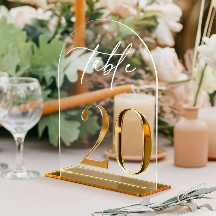 10-Piece Transparent Acrylic Wedding Table Number, Self-Standing Modern Arched Sign For Reception Seating, Anniversaries And Bridal Parties, Elegant Wedding Decoration. - 11-20日 - 查看 6