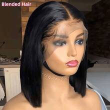 优雅卷曲波浪蕾丝前置真人巴西发无胶假发，女士款，高温丝，蕾丝面积可选13*4、4*4、5x5、13x6英寸，无需胶水，合成蕾丝前置假发，预剪蕾丝，高清自然外观，预拔毛自然发际线，耳到耳蕾丝前置编织假发 - 自然色&黑色系 - 查看 1