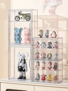 1个带门亚克力展示盒，适用于收藏品、亚克力柜、玩偶、模型等，需自行组装，防尘 - 彩色 - 查看 7