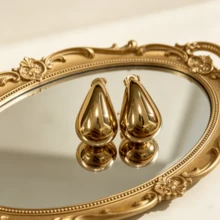 Bông tai dáng giọt nước tối giản bằng thép không gỉ 304, kiểu dáng cổ điển thanh lịch. - Vàng - Xem 2