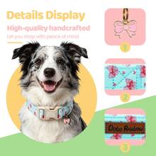 Collari per cani arcobaleno Bobo, collari per animali domestici con stampa a fiocco rosa carino, regolabili, con ciondolo, collari blu con fibbia di plastica a sgancio rapido per cani - Blu menta - Visualizzare 3
