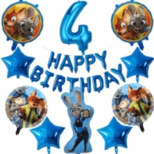 1/23pcs Rabbit Shaped Foil Balloons, 1-9 Blue Number Foil Balloons, Happy Birthday Letter Banners, Birthday Party Decoration Balloon Set - Multicolor - View 6