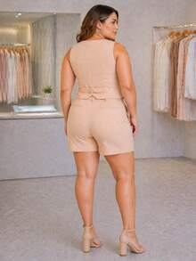 Tailored Suit, Charlotte Plus Size, Shorts + Vest - Nude - View 3
