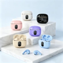 Auriculares inalámbricos verdaderos con sonido estéreo Hi-Fi, cancelación de ruido Bluetooth, pantalla de energía, auriculares para todos los teléfonos inteligentes - Ver 1