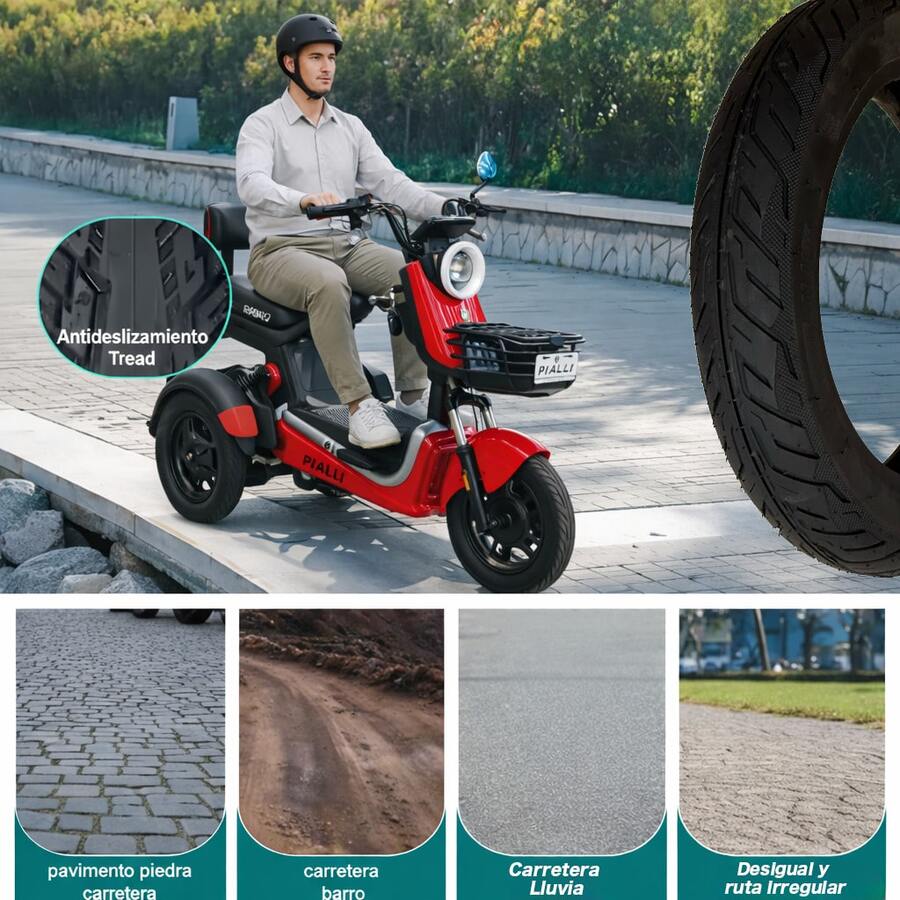 Neumático sin cámara para bici eléctrica 3.00-10 - Negro - Ver 1