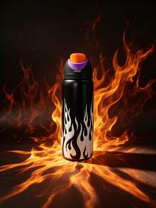 OwaIa White Flame Edition Large Capacity Stainless Steel Water Bottle, 32oz/945ml With Straw, Exquisite Look, Double Wall Insulated For Hot&Cold Drinks/Iced Water, For Leisure Work Sports Indoor Outdoor, Ideal For Students Office Workers, Perfect Gift Choice - màu đen - Xem 2