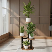 3-Tier Corner Plant Stand Indoor Home, Triangle Space Saving Design, No Tools Quick Assembly, For Living Room Balcony Garden - View 3