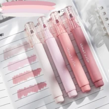 Bộ 4 bút dạ quang mềm mại, chống lem, mực gốc nước, đầu tròn, thích hợp cho văn phòng phẩm, viết, sửa lỗi, sổ tay, phác thảo, màu pastel. - 4 gói - Xem 1