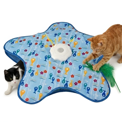 Interactive Automatic Cat Toy - Electronic Hide And Seek Feather Toy With 3 Play Modes & Lifelike Mouse Sound, USB-C Rechargeable Smart Indoor Kitten Exercise Toy