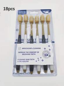 18 piezas de cepillos de dientes de cerdas suaves de cabeza ancha, adecuados para uso familiar, producto ideal - Multicolor - Ver 1