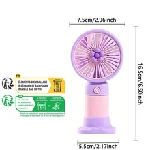 AOYI 可充電手持風扇，便攜式迷你個人夏季風扇，配備 300mAh USB 可充電電池，1 段風速，可拆卸底座的個人桌面風扇，旅行與度假必需品，適用於居家、辦公室、學校、戶外 - 小花黃色 - 查看 7