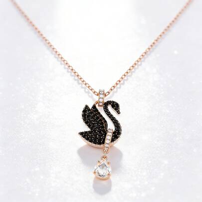  SWAROVSKI SWAN Mặt dây chuyền hình thiên nga thanh lịch mới, Dây chuyền bạc dành cho nữ, Ngày của Mẹ, Giáng sinh, Bạn gái, Quà tặng sinh nhật
