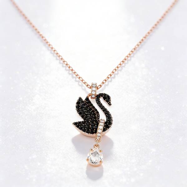  SWAROVSKI SWAN Mặt dây chuyền hình thiên nga thanh lịch mới, Dây chuyền bạc dành cho nữ, Ngày của Mẹ, Giáng sinh, Bạn gái, Quà tặng sinh nhật