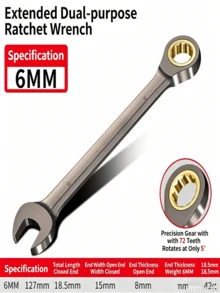 Cờ lê kết hợp có tay quay dài 6/32mm, 72 răng, góc xoay 5°, cờ lê đa năng đầu mở/đầu hộp, thép CR-V. - cờ lê - Xem 17