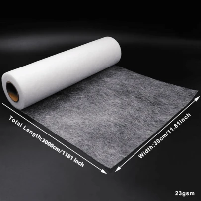 Vải lót không dệt nhẹ, kích thước 12 inch x 32 yard, lớp lót polyester một mặt, thích hợp cho các sản phẩm thủ công DIY, quần áo, túi xách và trang trí nhà cửa.