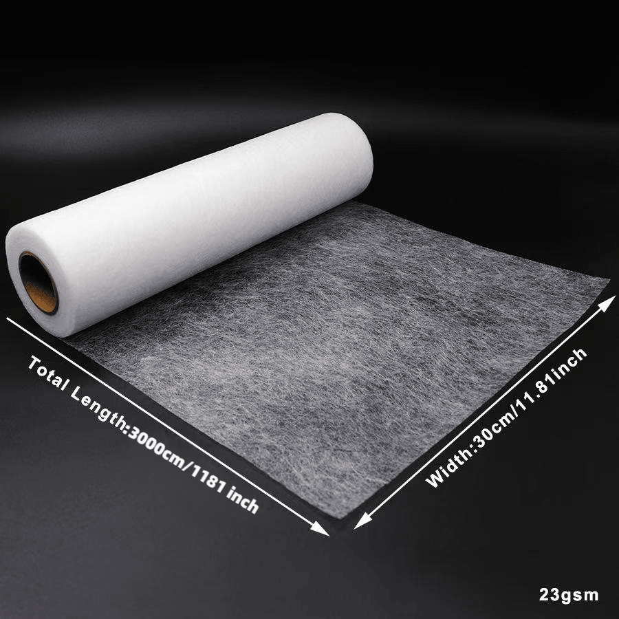 Vải lót không dệt nhẹ, kích thước 12 inch x 32 yard, lớp lót polyester một mặt, thích hợp cho các sản phẩm thủ công DIY, quần áo, túi xách và trang trí nhà cửa.