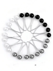 Set de 6 piezas/12 piezas de broches de perlas para mujer, clips para bufandas, alfileres para chales, clips para pañuelos de cabeza, alfileres para suéteres, accesorios, toalla de playa - colores mezclados - Ver 2