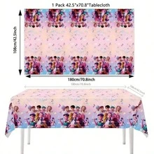 1 pieza Mantel con tema de grupo de chicas, decoración de fiesta de cumpleaños, mantel desechable de PE, adecuado para decoración de fiesta de fans de K-Pop (entrega aleatoria) - Multicolor - Ver 3
