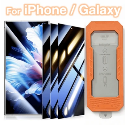 MIAOTIEMO 适用于三星 Galaxy S26 Ultra/S25 Edge/S24 Ultra Plus 的 3 片装军规级钢化玻璃屏幕保护膜，防窥视，9H 硬度，支持超声波指纹解锁，顶级防护