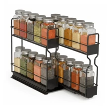 Slide-Out Double-Layer Spice Rack Storage For Kitchen Cabinets, Smooth Sliding Rails Anti-Rust, No Drill Easy Install, Adjustable Width Kitchen Organizer - 查看 6