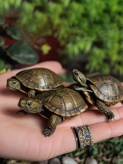 1pc/3pcs Resin Realistic Turtle Figurines, Suitable For Miniature Landscape, Bonsai, Tea Table Decor, Garden, Pond, Yard Decoration, Party, Holiday, Photography Props, Home Collection Gift