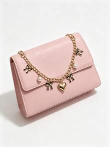Accesorio de bolso con cadena y lazo en color rosa, negro y blanco. Correa decorativa para extender la longitud de bolsos de mano, carteras, bolsos de hombro. Ideal como regalo para mujer en festivales, graduaciones, día de la madre, cumpleaños y otras ocasiones especiales. - Multicolor - Ver 2