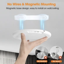 1pc Magnetic Motion Sensor Rechargeable Ceiling Light With Remote Control, Wireless Battery Powered Ceiling Light, No Wiring Required, Magnetic Mount, Dimmable Bathroom Light With Remote, 3 Lighting Modes And Multi-Level Brightness Adjustment, Supports Remote Operation, Timer Setting And Motion Sensor, Timer, 3 Colors, Rechargeable Closet Hallway Light, Wireless LED Ceiling Light, 3-Color Dimmable Indoor Light, Suitable For Wardrobe, Shower, Pantry, Shed, Hallway, Living Room, Kitchen, Bathroom - Multicolor - View 9