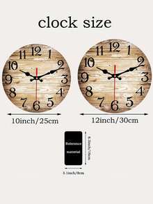 1pc Vintage Wood Grain Pattern Round Wall Clock, Suitable For Home, Office And School Decoration, Requires AA Battery (Not Included) - 彩色 - 查看 5