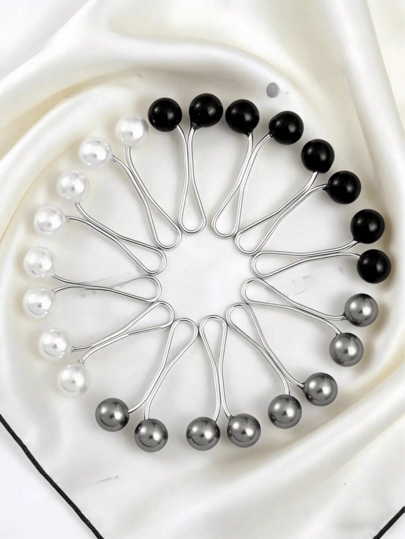 Set de 6 piezas/12 piezas de broches de perlas para mujer, clips para bufanda, alfileres para chal, clips para pañuelo de cabeza, alfileres para suéter