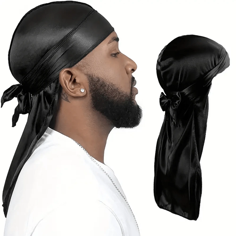 ZTZI Fashionable Satin Long Tail Durag, Hip Hop Street Headwrap, Solid Color Party Polyester Durag, All Season,Festival,Travel - UU4801 - View 1