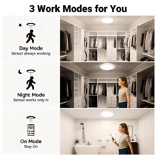 1pc Magnetic Motion Sensor Rechargeable Ceiling Light With Remote Control, Wireless Battery Powered Ceiling Light, No Wiring Required, Magnetic Mount, Dimmable Bathroom Light With Remote, 3 Lighting Modes And Multi-Level Brightness Adjustment, Supports Remote Operation, Timer Setting And Motion Sensor, Timer, 3 Colors, Rechargeable Closet Hallway Light, Wireless LED Ceiling Light, 3-Color Dimmable Indoor Light, Suitable For Wardrobe, Shower, Pantry, Shed, Hallway, Living Room, Kitchen, Bathroom - Multicolor - View 4