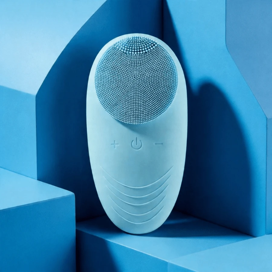Portable Electric Silicone Facial Cleanser With Waterproof Vibration Massage Function, 5 Modes, Deep Skin Exfoliating Facial Brush. - Màu xanh bạc hà - Xem 1