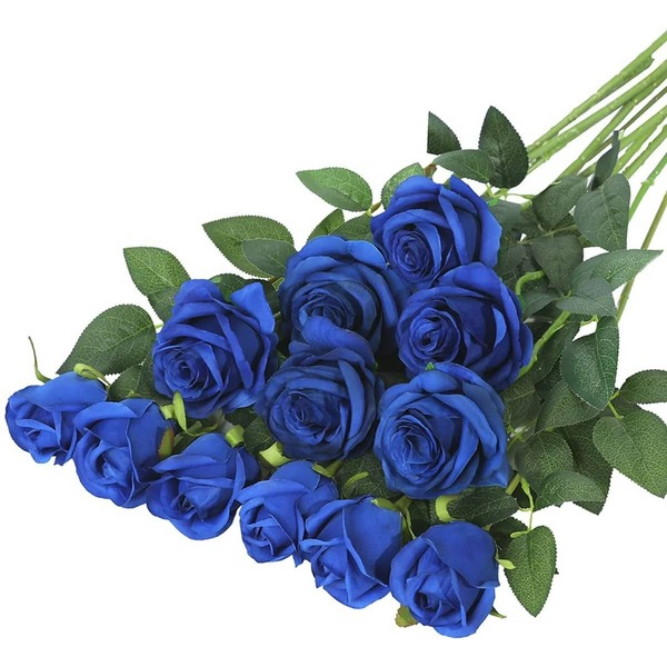 100pcs Artificial Blue Rose Flowers, Lifelike Flowers Suitable For DIY Wedding Bouquets, Tabletop Decor, Bridal Shower, Valentine's Day Decoration, Baby Shower, Home Decor, Indoor & Outdoor Decoration, Vase Filler