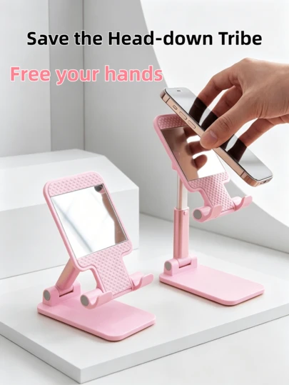 1pc Mobile Phone Desk Stand, Rotatable Phone Desk Stand, Folding Desk Phone Stand, Adjustable Angle And Height Phone Stand, Suitable For Office Desks And Offices. The Tablet Stand Is Compatible With Most Mobile Phones/Tablets. The Color And Style Are Randomly Dispatched