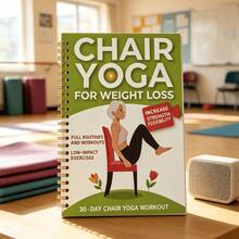 1 Book "30-Day Chair Yoga Guide: Weight Loss, Muscle Gain And Flexibility" - Suitable For Beginners, Seniors And Adults, 60 Exercises, Size 5.5x8.3 Inches Green Cover Design | Paperback | Durable Spiral Binding - Yoga Planner - View 2