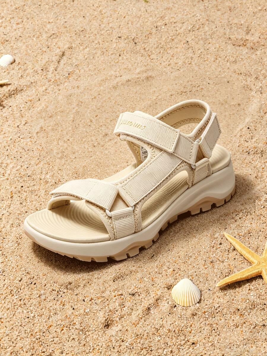 Womens Sandals, Light Weight Hiking Sandals For Women, Comfortable Athletic Quick-Drying Walking Water Sandals With Hook And Loop Straps And Soft Insole For Beach Vacation Adventure - 米色 - 查看 1