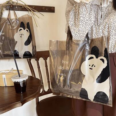 50pcs Reusable Panda Pattern Shopping Bags, Fashion Decorative Tote Bags Suitable For Parties And Holidays, Essential For Supermarkets And Convenience Stores; Travel Outdoor Storage Bags For Carrying Clothes, Shoes And Other Items, Thick Gift Storage Bags; Large Capacity Portable Tote Bags. Suitable For Holidays, Weddings, Shopping Bags, Birthday Gift Bags And Party Favor Bags