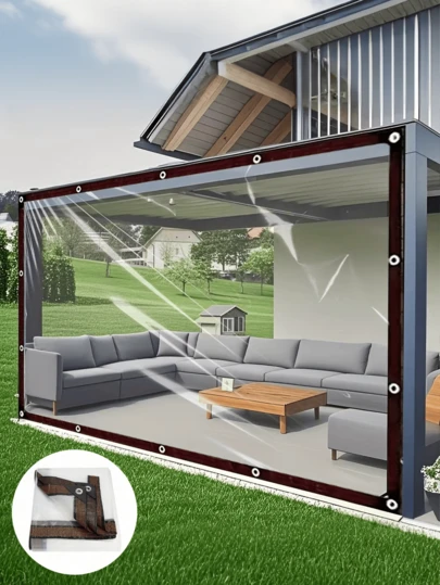 1件装大型透明防水遮阳篷 - 防水篷布，户外花园防雨罩，阳台透明防水布，四季皆宜，防水、防风、保暖，适用于花园、阳台、门廊、植物、狗屋、露营温室等。塑料材质花园遮阳配件，户外防水布。